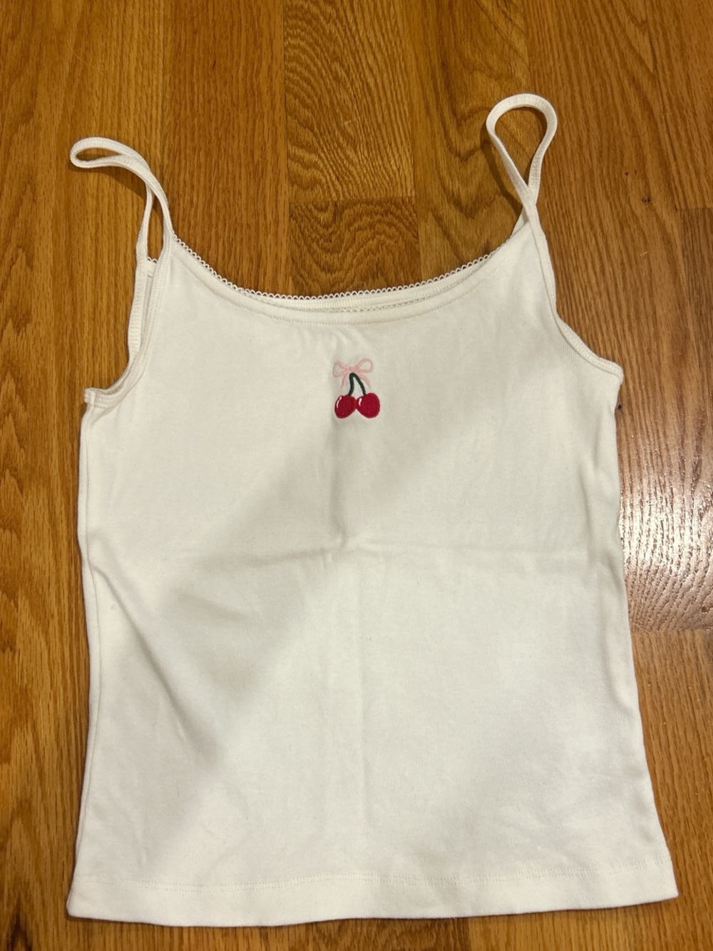 Aeropostale White Cherry Embroidered Camisole
